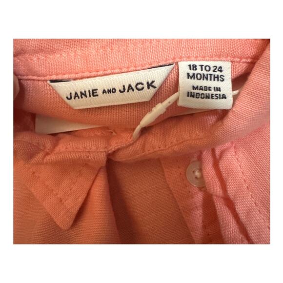 Janie and Jack Roll-Cuff Shirt Light Tangerine Size 18-24 months New with tags - Picture 3 of 5